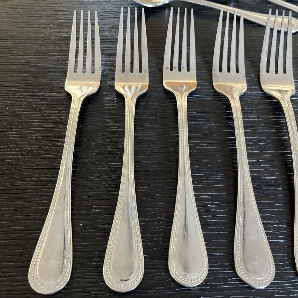 Set of 11 Pieces of Wallace Silver Continental Bead 18/10 Spoons Forks